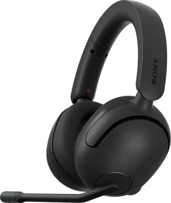A black Sony headset with a microphone is shown against a white background.