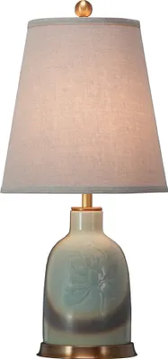 Produktbild von Fine Asianliving Chinesische Tischlampe Porzellan mit Lampenschirm E27 Orientalische Tischleuchte Keramik Nachttischlampen Schlafzimmer Wohnzimmer