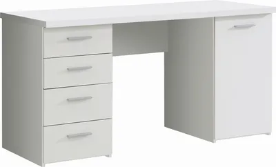 Produktbild von Schreibtisch - 145 x 60 cm - Weiß matt - 1 Tür - 4 Schubladen