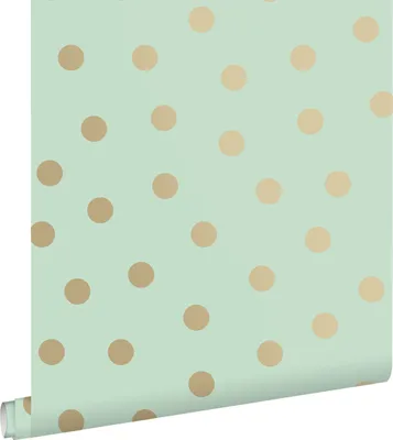 Produktbild von ESTAhome Tapete Punkte Mintgrün und Gold 53 cm x 10.05 m