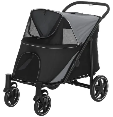 Produktbild von PawHut Hundebuggy Hundewagen Faltbarer Haustier Buggy bis 40 kg, Oxford, Grau