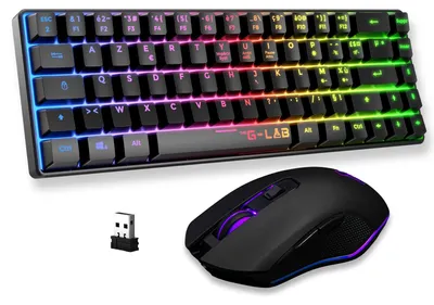 Obrázek produktu pro Bezdrátová herní myš a klávesnice, rozložení 60% AZERTY (francouzské), rozlišení 7200 DPI, duální režim