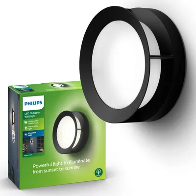 Obrázek produktu pro Philips myGarden Nástěnné svítidlo Actea, 12 W, Venkovní světlo na zeď, Černá, Kov, IP44, Terasa, Zahrada, II