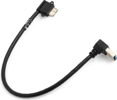 Produktbild von SYSTEM-S Micro USB 3.0 90° Grad links gewinkelt auf USB Typ A 3.0 Abwärts gewinkelt Kabel  27cm