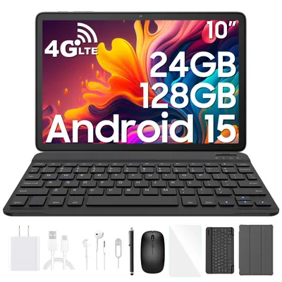 Productafbeelding van Tab 60 Pro Android 15 tablet, 10 inch, 4G LTE, toetsenbordset, 8 GB RAM + 16 GB virtueel (uitbreidbaar tot 2 TB), dual-SIM, octa-core processor, 7700 mAh batterij, Widevine L1