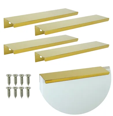 Produktbild von 4x Kantenprofil-Möbelgriff Nicea, Gold, Bohrabstand 128 mm, inkl. Schrauben