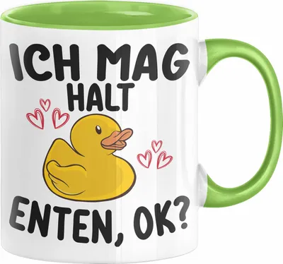 Produktbild von Enten-Liebhaber Geschenk Tasse Ich Mag Halt Enten Ok Kaffee-Becher Häferl (Grün)
