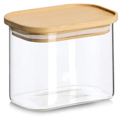 Produktbild von Zeller Present 19050, Behälter, Oval, 0,6 l, Transparent, Borosilikatglas, Bambus