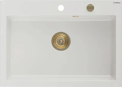 Immagine prodotto di Mexen Elix lavello in granito 1-vasca 700 x 500 mm, bianco, sifone dorato - 6526701005-20-G