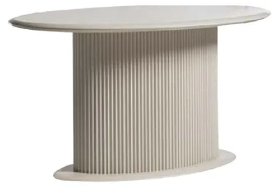 Produktbild von Moderne Holztisch Esszimmertisch Esstisch Oval Tisch Holz Beige 140 cm