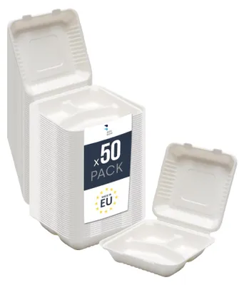 Obrázok produktu pre Podnos na menu z cukrovej trstiny x50 - Udržateľný, robustný, biologicky rozložiteľný - ideálny na teplé jedlá