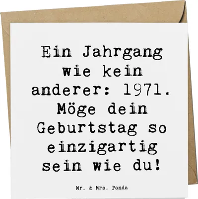 Produktbild von Mr. & Mrs. Panda faltkarte Spruch 1971 Geburtstag - Weiß - Geschenk, Lebensfreude, besondere Geschenke, Grußkarte, Happy Birthday, Klappkarte, anlasskarte, Alter