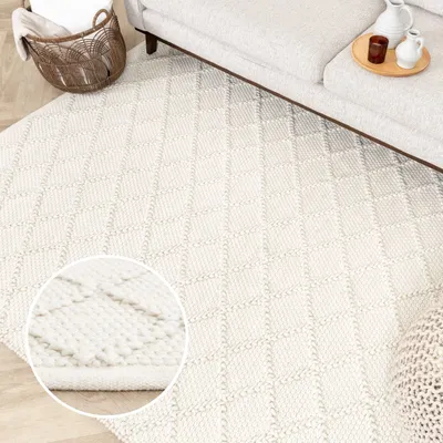 Produktbild von Volero - Wollteppich - Knit Creme - 280x380 cm - Wohnzimmer, Esszimmer, Schlafzimmer - Ländlich, Modern, Skandinavisch