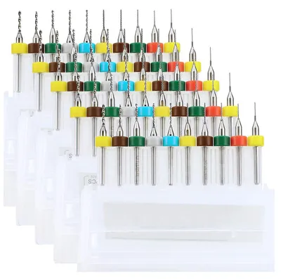 Imagen del producto de Juego de brocas micro de carburo de tungsteno, 50 piezas, de 0,3 a 1,2 mm, para placas de circuito impreso