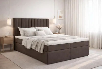Produktbild von AX LIVING Bett mit Bettkasten 160x200 cm Bursa Boxspringbett Brown mit Topper