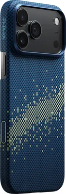 Image de Pitaka Ultra slim coque iPhone 17 Pro – Compatible avec MagSafe – Bouton de contrôle de la caméra résistant aux rayures – Fabriqué à partir de fibre d'aramide de qualité aérospatiale - Bleu
