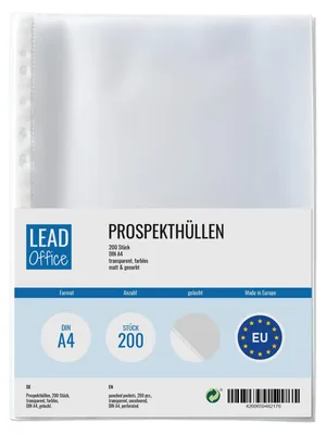 Productafbeelding van Transparante Brochurehoezen - 200 Stuks A4