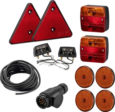 Produktbild von Wiltec Rückleuchten Set für Anhänger 12-teilig, 7-poliger Stecker mit 5 m Kabel, Rücklicht mit E-Prüfzeichen, Anhängerbeleuchtung