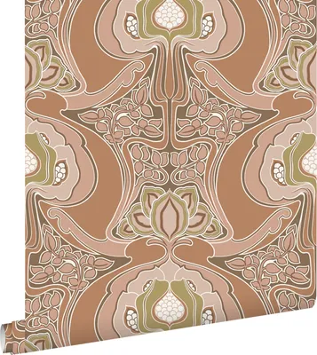 Zdjęcie produktu dla ESTAhome Tapeta vintage kwiaty w stylu secesyjnym terakoty różowej 53 cm x 10.05 m