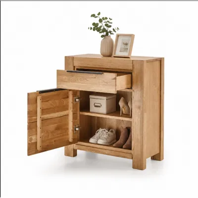 Produktbild von JURIA-Garderobe – Kommode, B 80 x H 85 x T 40 cm Eiche massiv/Eiche furniert