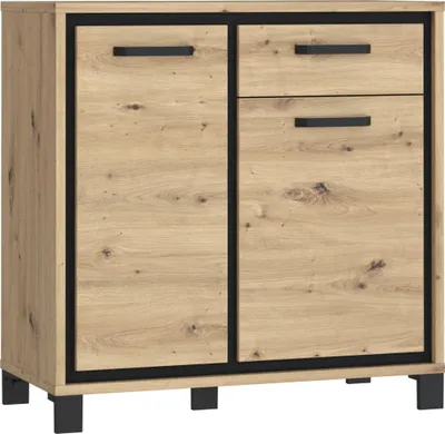 Produktbild von Furniture24 Kommode Trondheim Tdhk222 Wohnzimmerschrank Mit Schublade Und 2 Türen Eiche Artisan