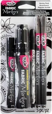 Image de Tulip Marqueurs textiles noirs Set de 5 marqueurs permanents