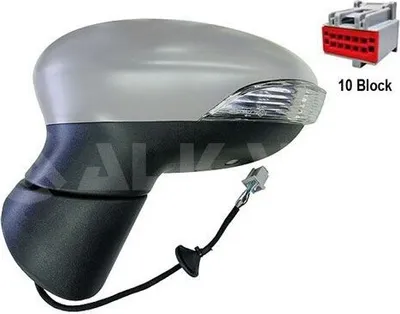 Produktbild von ALKAR 6143362 Außenspiegel Seitenspiegel Links für FORD Fiesta Mk6 Schrägheck (JA8, JR8) Beheizt Asphärisch Grundiert Elektrisch