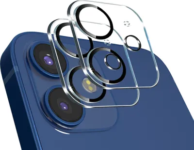 Immagine prodotto di Confezione doppia da 2 protezioni per fotocamera per iPhone 12 Mini con anelli neri