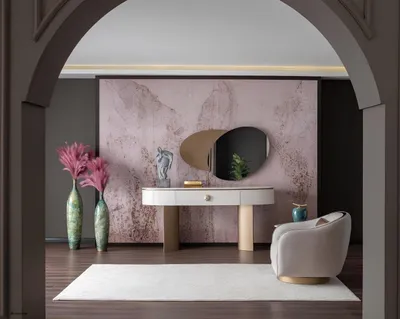 Produktbild von Esszimmer-Set mit Konsolentisch, Spiegel und elegantem Sessel
