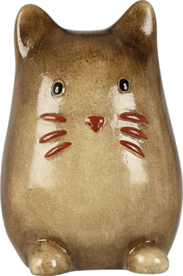 Productafbeelding van Decoratieve kattenbeeldje "Misu" - porselein, 13 cm, bruin