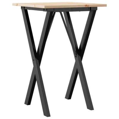 Image de Table à manger cadre en X 50x50x75 cm bois de pin massif acier