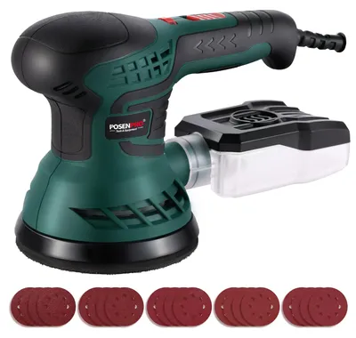Exzenterschleifer 350 W, 125 mm, 6 Geschwindigkeiten, 20 Schleifpapiere