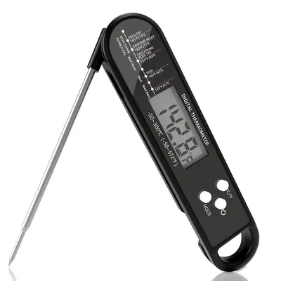 Produktbild von Digitales Fleischthermometer , BBQ- und Küchenthermometer mit 3-Sekunden-Schnellmessung (±0,8 °C), beleuchtetem LCD-Display, für Grill, Backofen,Küche