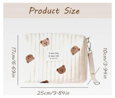 Produktbild von Kleine Wickeltasche, Windeltasche für unterwegs, Wickeltasche Organizer mit Teddy-Muster, Praktisches Baby-Paket für Reisen, Einkaufen und Parkbesuche