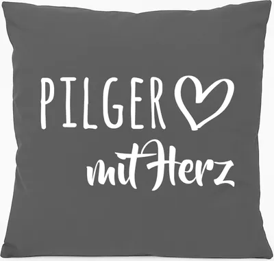 Produktbild von Huuraa Kissen Pilger mit Herz 40x40cm mit Füllung Steel Grey Baumwolle Dekokissen Geschenkidee