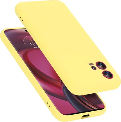 A yellow phone case is shown on top of a phone.