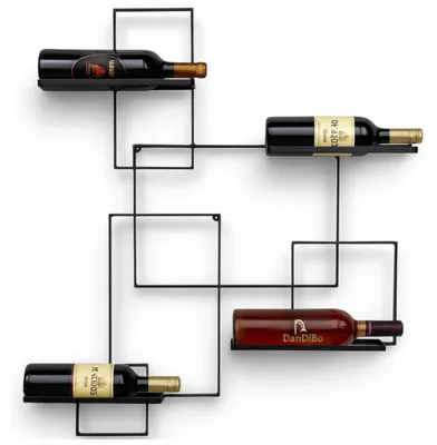 Produktbild von DanDiBo Weinregal Metall Schwarz Black Line Flaschenständer Flaschenregal Flaschenhalter Wandregal