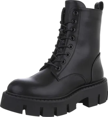 Produktbild von Ital-Design Damen Stiefeletten Plateaustiefeletten  Lederoptik Schnürstiefeletten 90110140 Schwarz Gr.  36