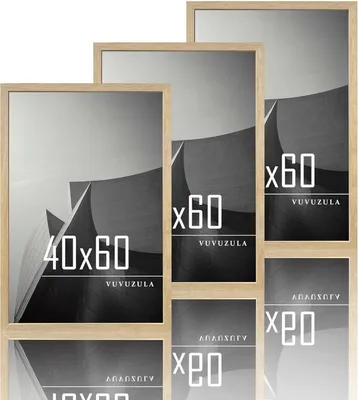 Immagine prodotto di Cornice 40x60cm Legno Natura Portafoto Collage Set di 3 Beige