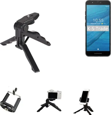 Produktbild von K-S-Trade Stativ Tisch-Ständer Dreibein Handy-Stativ Ständer kompatibel mit Fairphone Fairphone 3 Mini-Stativ Smartphone Tripod Handy-Stativ aus