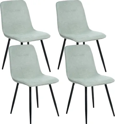 Produktbild von BELIANI Esszimmerstühle 4er Set Hellgrün Stoff Gepolstert mit Schwarzen Beinen Ohne Armlehnen Modern Polsterstühle Küchenstühle Esszimmer Küche