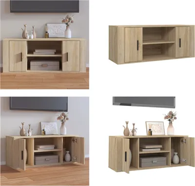 Imagen del producto de vidaXL Mueble de TV Sonoma Roble, 100x35x40 cm, Material de madera - Mueble de TV - Muebles de TV - Estanterías para TV