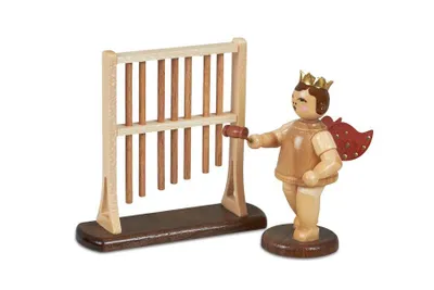 Produktbild von Holzfigur Musikengel mit Röhrenglockenspiel ohne Krone Höhe 6,5cm NEU
