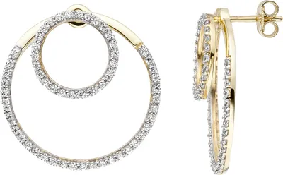 Produktbild von Ohrhänger Goldohrringe Ohrringe Hängerstecker 2 Ringe Zirkonia 375 Gold Gelbgold
