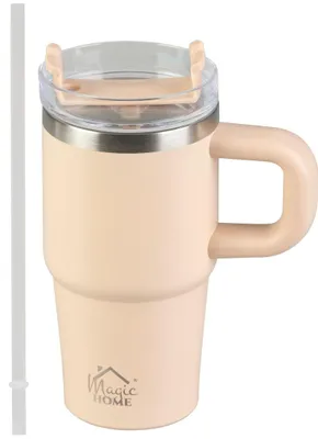 Immagine prodotto di Tazza termica MagicHome, per caffè/tè, 550 ml, con cannuccia, acciaio inossidabile