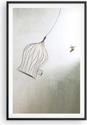 Produktbild von Gerahmtes Poster - Schwarzer Rahmen - Flug Vogel Käfig - 61x91,5 cm - Wand Bild - Wanddeko - Wandbilder - Kunstposter - Wandposter - Bilderrahmen - Bilder - Kunstdruck Wanddekoration - P2BPA61x91-5085