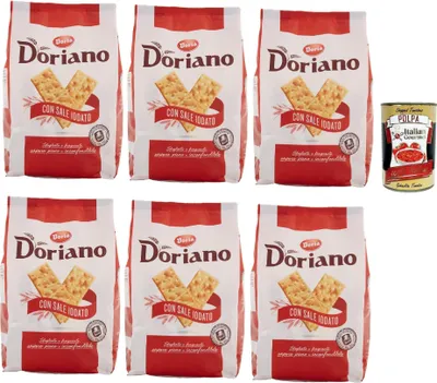 Produktbild von Doria Cracker Doriano conIodato, Crackers salati Salzgebäck gesalzen kekse gebäck 6x 700 g + Italian Gourmet polpa 400g