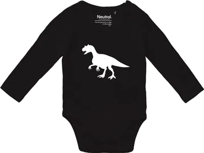 Produktbild von Huuraa Baby Body Allosaurus Dinosaurier 62 Black  Baumwolle Fairtrade Langarmbody Geschenkidee
