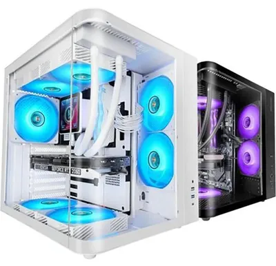 Produktbild von Mars Gaming MC-CURVW, Midi Tower, PC, Schwarz, Weiß, ATX, micro ATX, Mini-ITX, Gaming, 16,5 cm