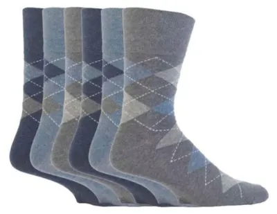 Produktbild von 6er Pack Herren Socken Comfort Ohne Gummi Bund | Gentle Grip Socken Baumwolle